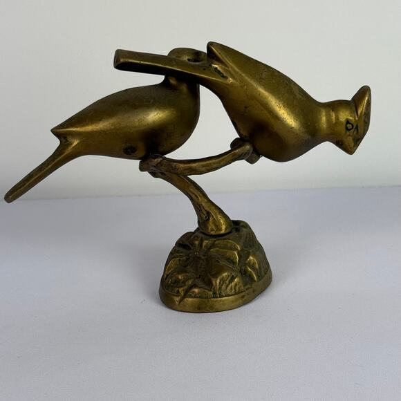 Vintage Brass Lovebird Statue Walmart Collectible Home Decor 4.5 in 1.6 lb - Picture 7 of 15